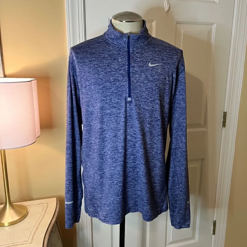 EUC Lot of 2 Men's Nike Dri-Fit Half Zip Pullover Shirts Blue & Green Size XL